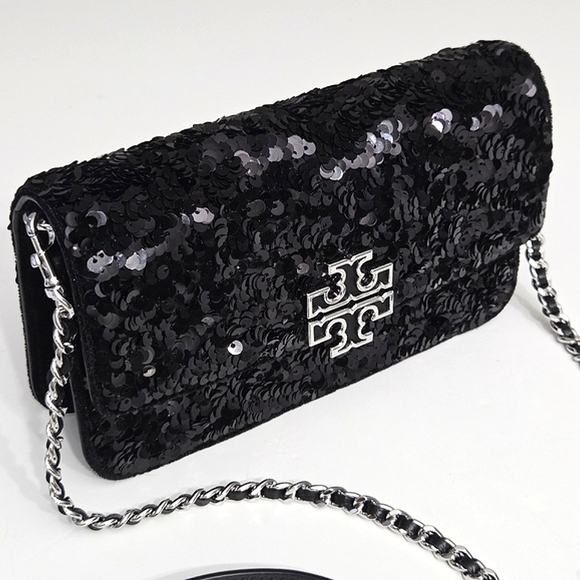 TORY BURCH BRITTEN SEQUIN CONVERTIBLE CROSSBODY BAG FORMAL EVENING CLUTCH - Picture 4 of 12